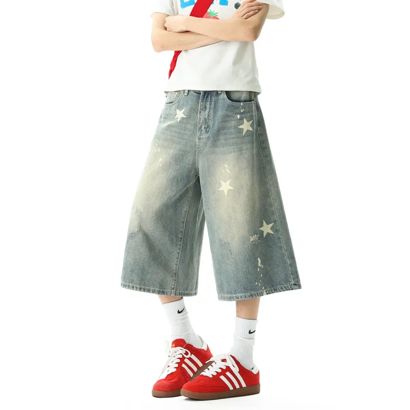 PVPVPV Denim Shorts Unisex Vintage Blue-2