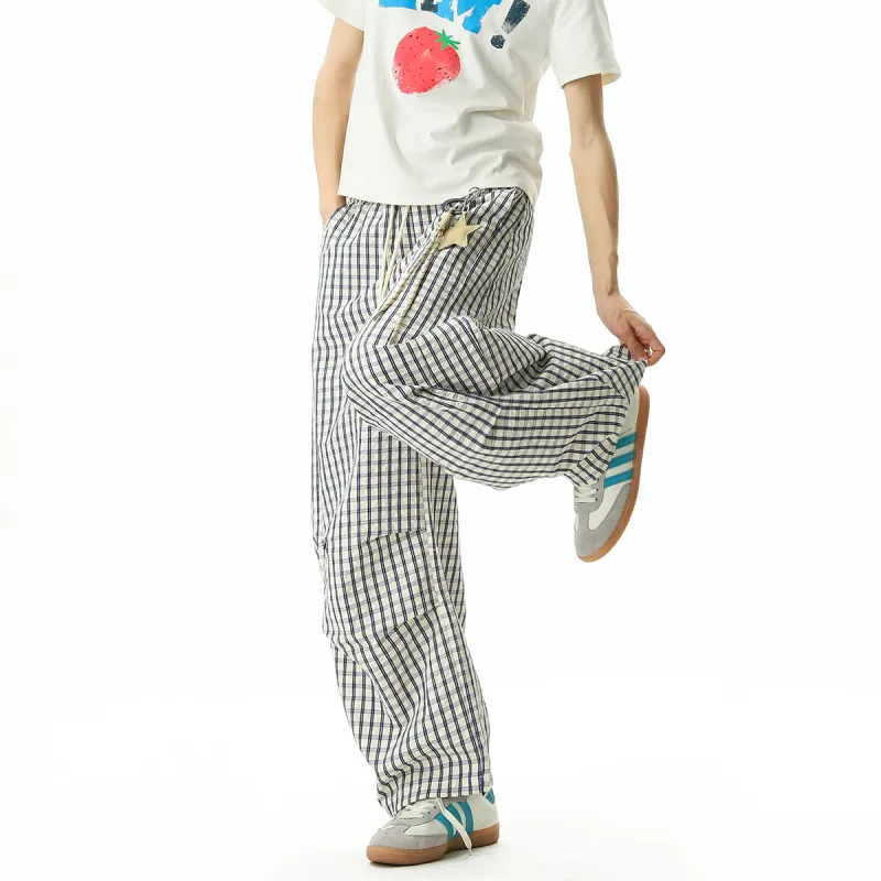 PVPVPV Casual Pants Unisex Plaid-3