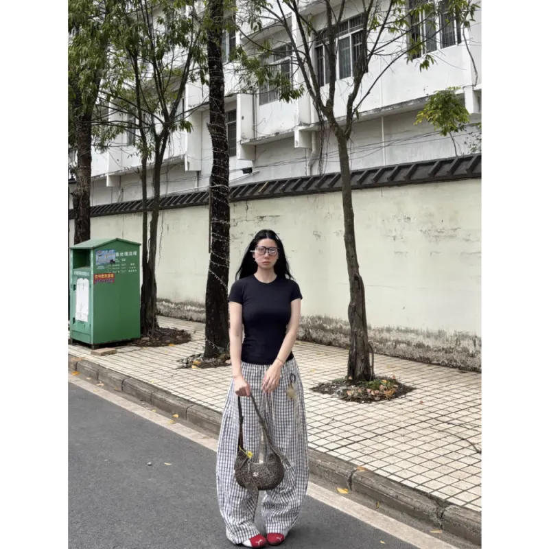 PVPVPV Casual Pants Unisex Plaid-2