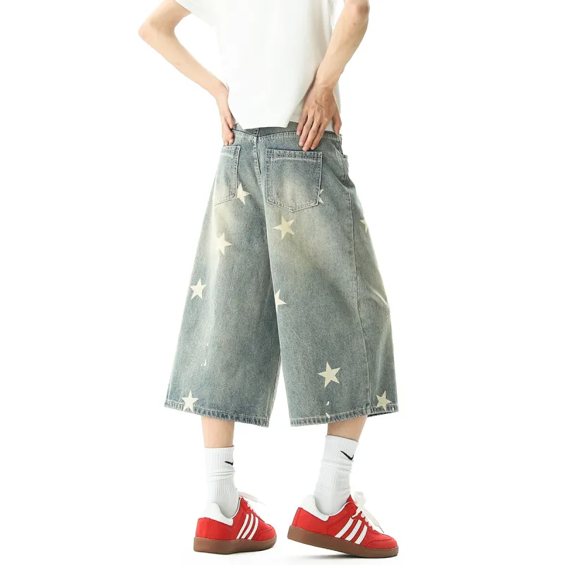 PVPVPV Denim Shorts Unisex Vintage Blue-3