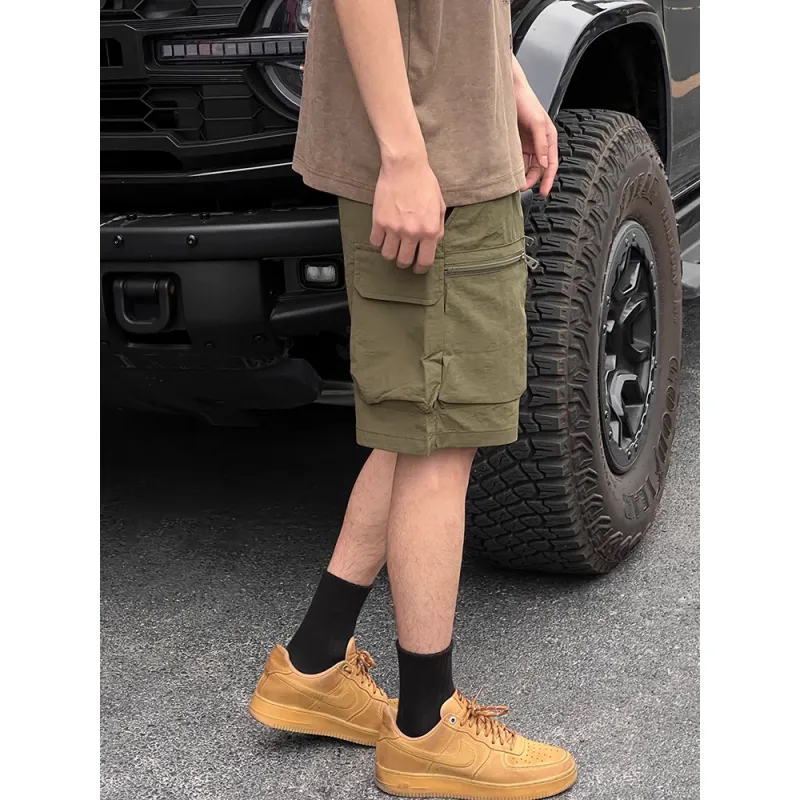PVPVPV Cargo Shorts Unisex Army Green-3
