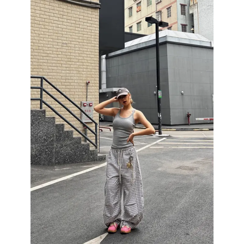 PVPVPV Casual Pants Unisex Plaid-3