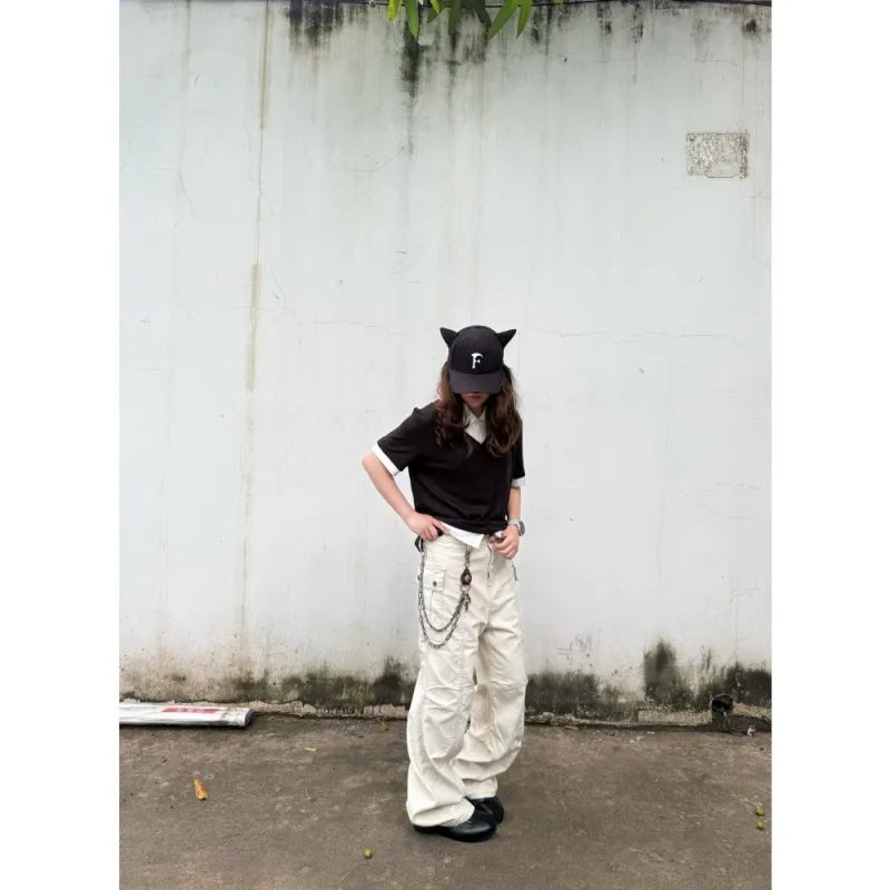 PVPVPV Cargo Pants Unisex Apricot-1