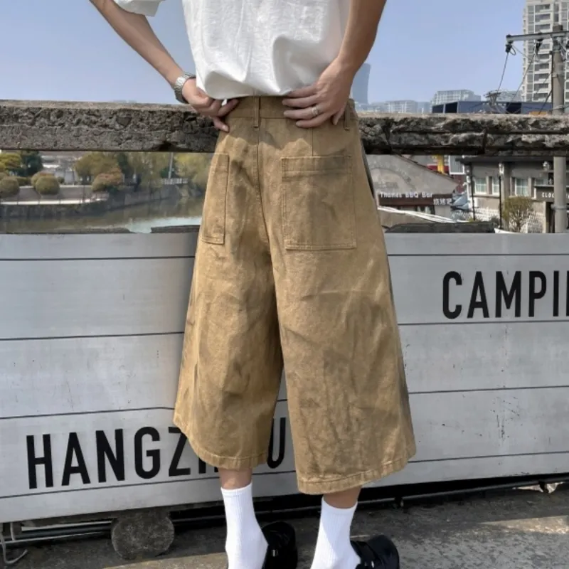 PVPVPV Denim Shorts Unisex Khaki-4