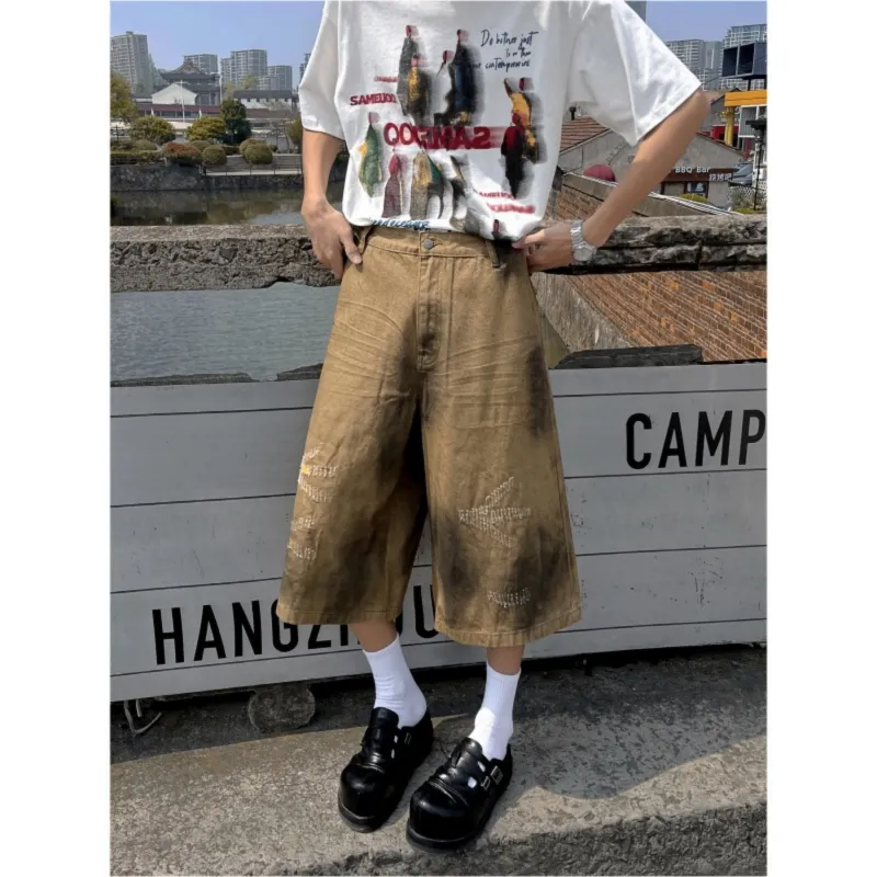 PVPVPV Denim Shorts Unisex Khaki-3