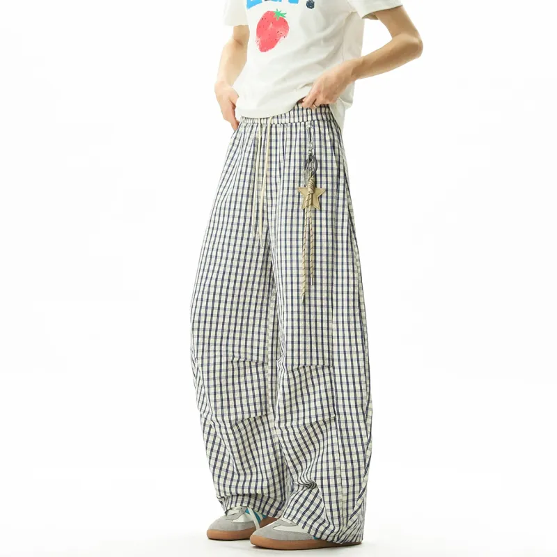 PVPVPV Casual Pants Unisex Plaid-3