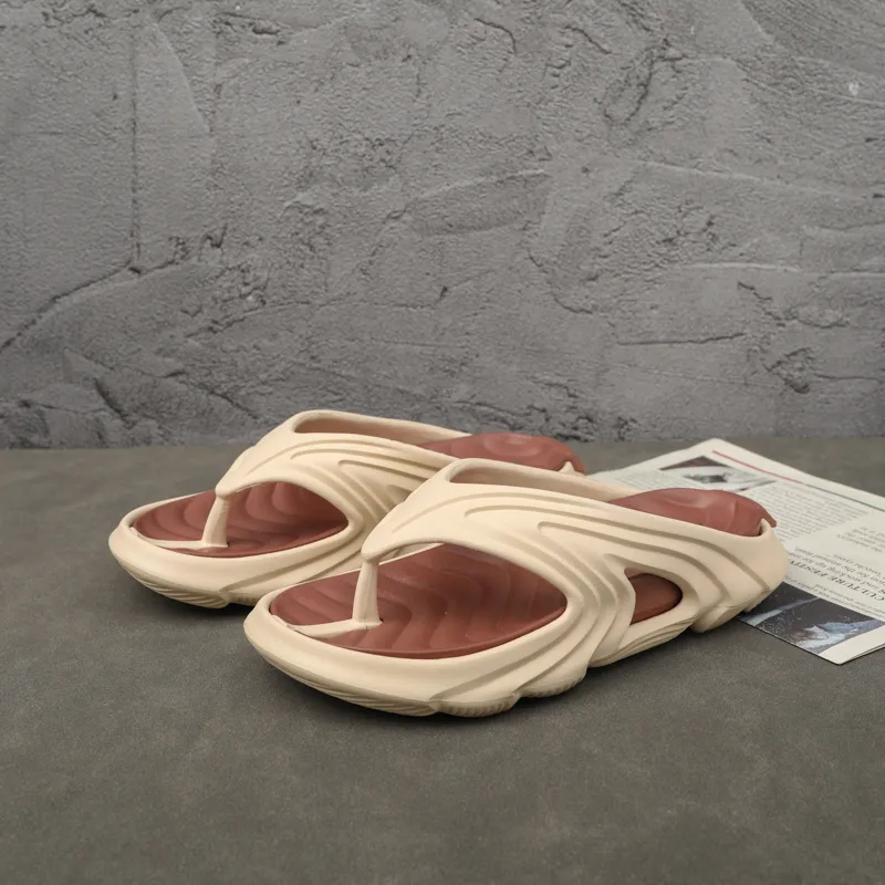 DOUBLE STAR 88 Abrasion Resistant Slip Resistant Flip Flops Unisex Beige Brown-3
