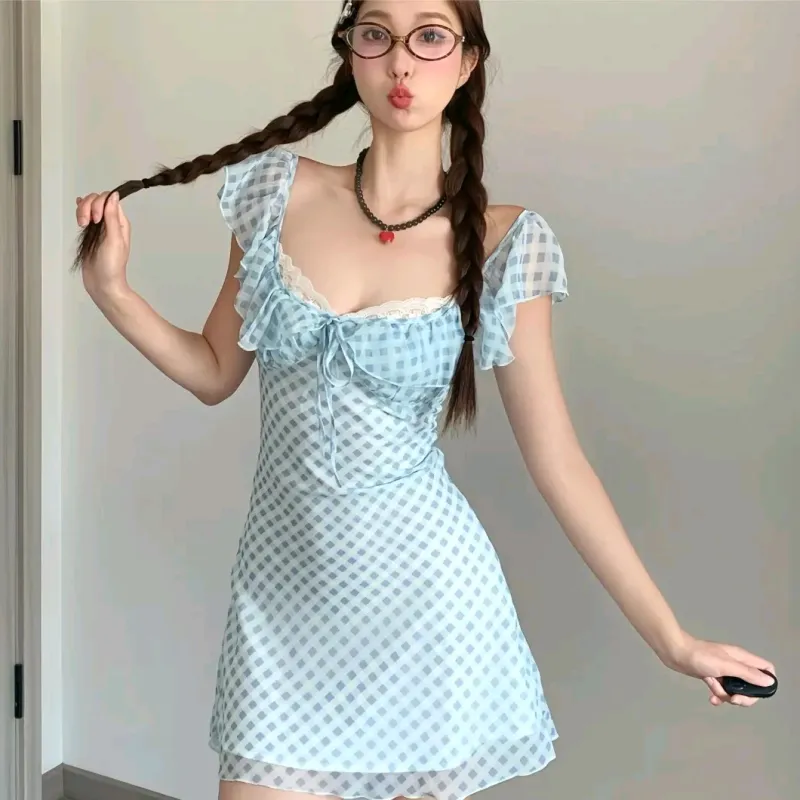 KUNZHUDAXIANG Slip Dress Women's Blue-2