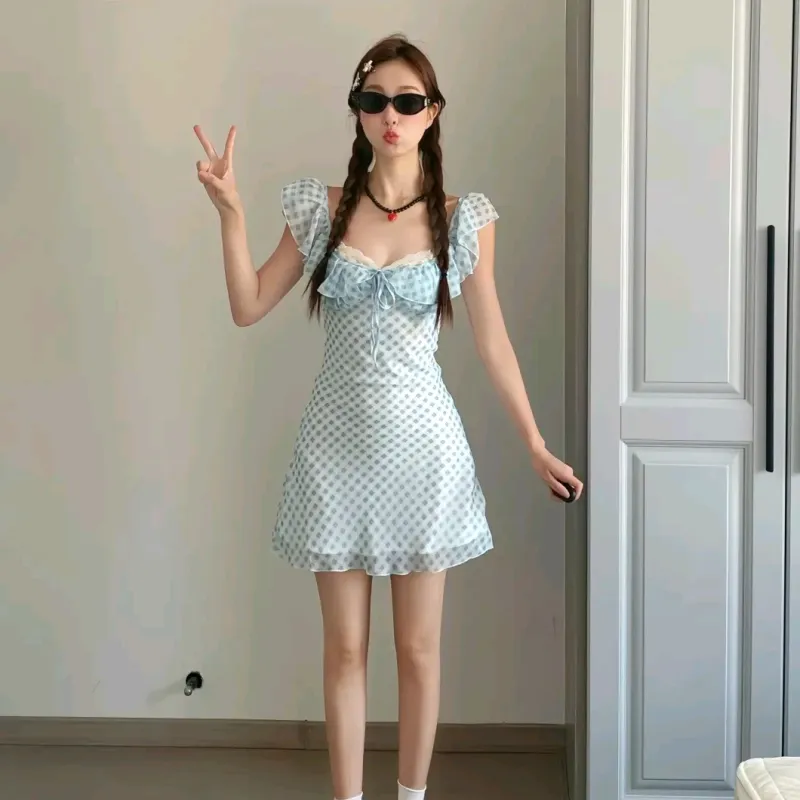 KUNZHUDAXIANG Slip Dress Women's Blue-5
