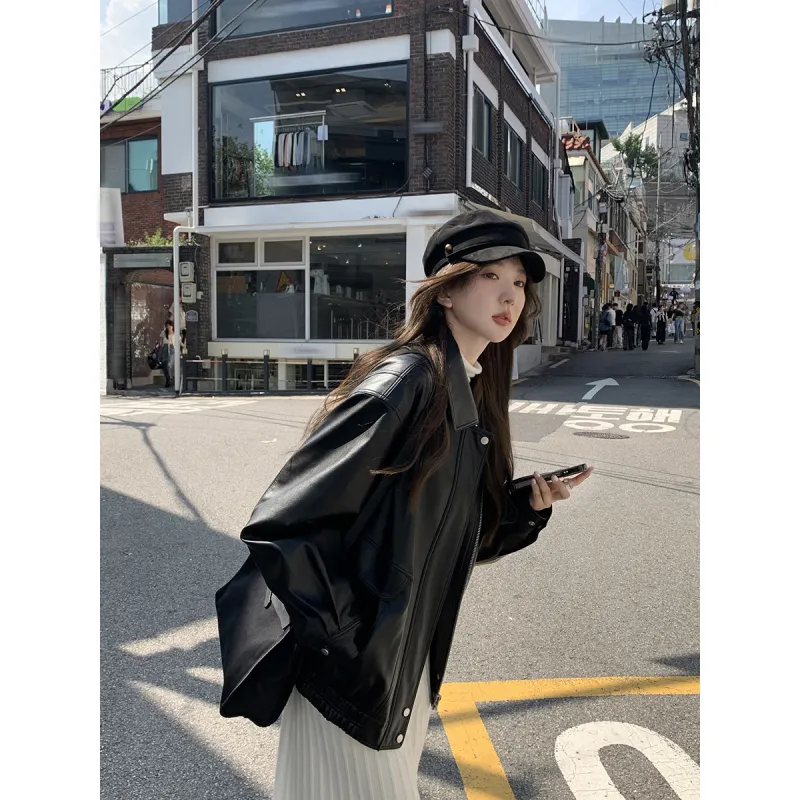 ABOUTPOEM Leather Jacket Women's-3