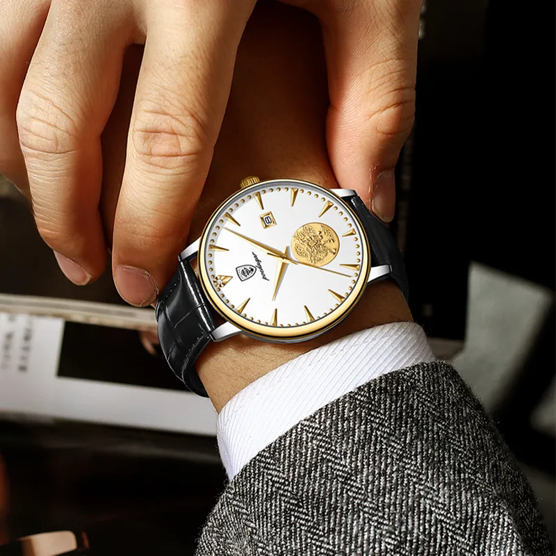 POEDAGAR Automatic Mechanical Movement Watch Men's Watches White Dial-13