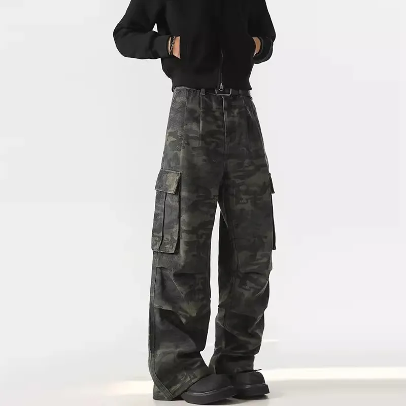 WELTER EXPERIMENT Jeans Unisex Classic Green Camouflage-1