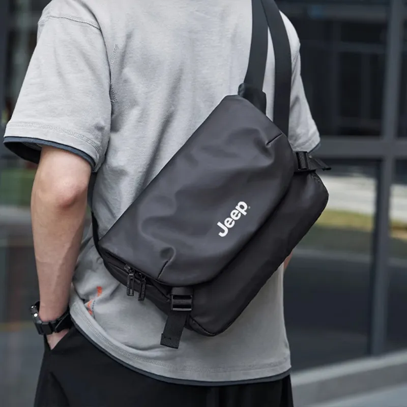 Jeep Oxford Crossbody Bag, Shoulder Bag Men's Black-4