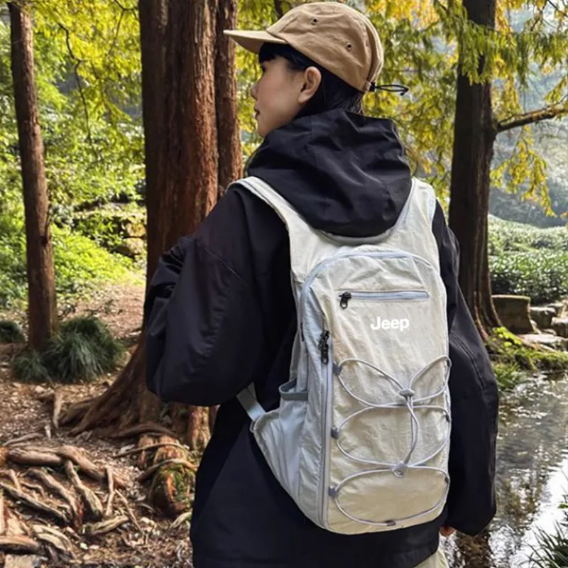 Jeep Nylon Fabric Bag Unisex Beige-2