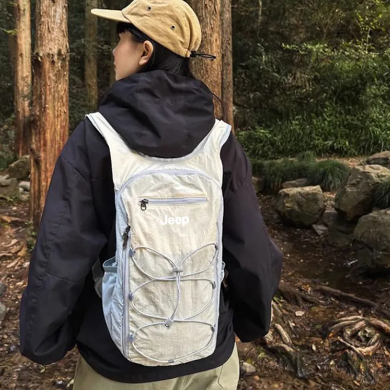 Jeep Nylon Fabric Bag Unisex Beige-1