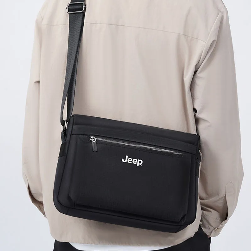 Jeep Oxford Crossbody Bag, Shoulder Bag Men's Black-4