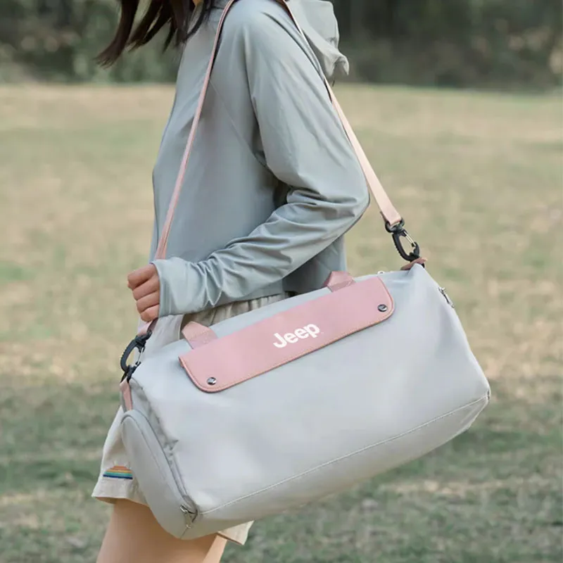 Jeep Oxford Gym Bag Tubas Women's Gray & Pink-3