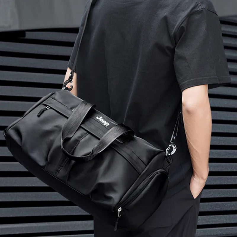 Jeep Nylon Fabric Bag Unisex Black-3