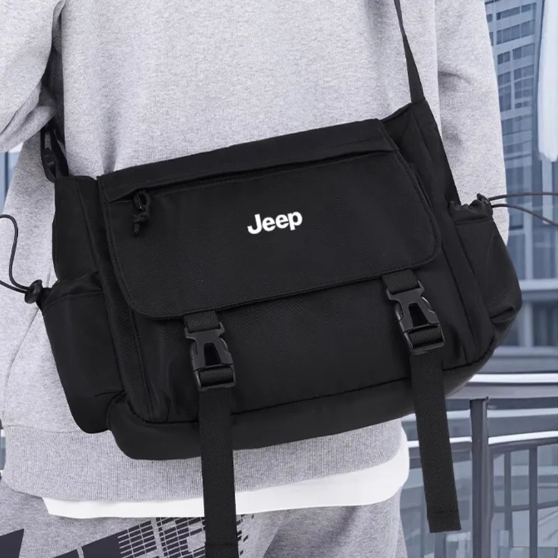 Jeep Fabric Crossbody Bag Regular Unisex Black-4