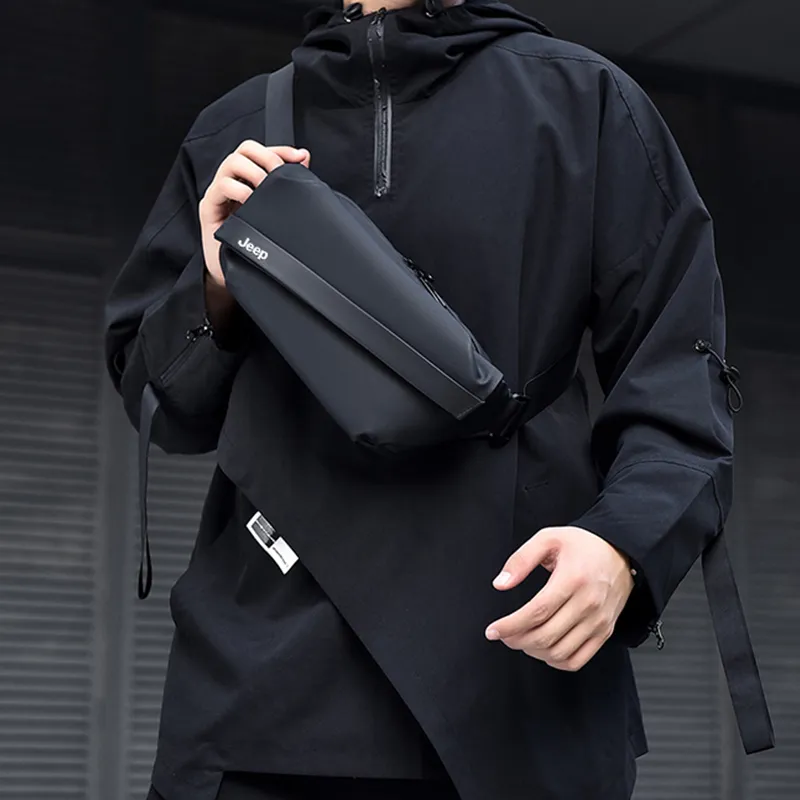 Jeep PVC Crossbody Bag Men's Black-2