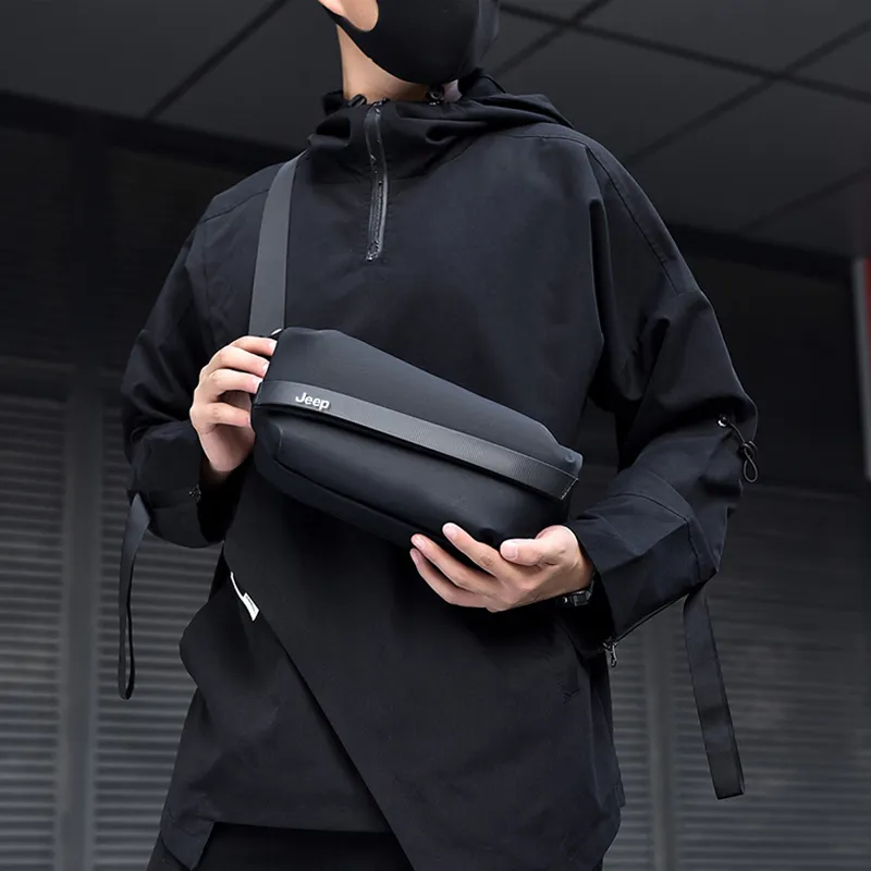 Jeep PVC Crossbody Bag Men's Black-4