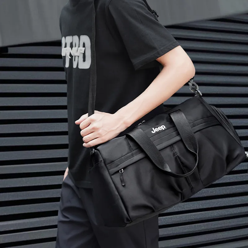 Jeep Nylon Fabric Bag Unisex Black-2