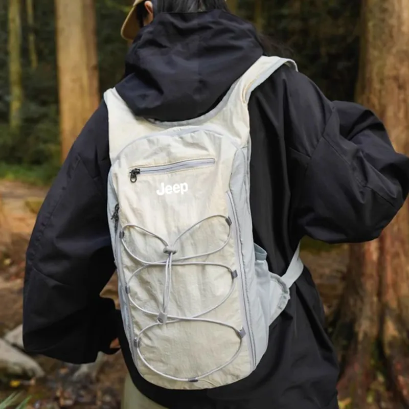 Jeep Nylon Fabric Bag Unisex Beige-4
