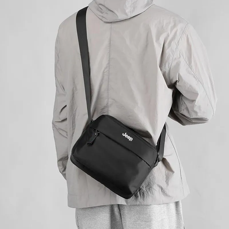 Jeep Oxford Messenger Bag, Shoulder Bag, Crossbody Bag Men's Black-4