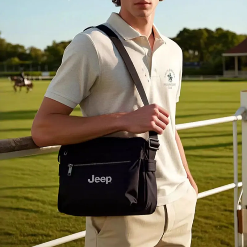Jeep Waterproof Fabric Crossbody Bag, Shoulder Bag Regular Men's Black-3