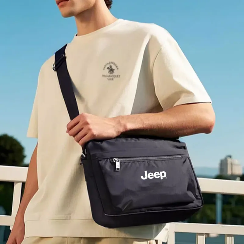 Jeep Waterproof Fabric Crossbody Bag, Shoulder Bag Regular Men's Black-4