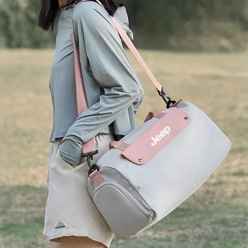 Jeep Oxford Gym Bag Tubas Women's Gray & Pink-4