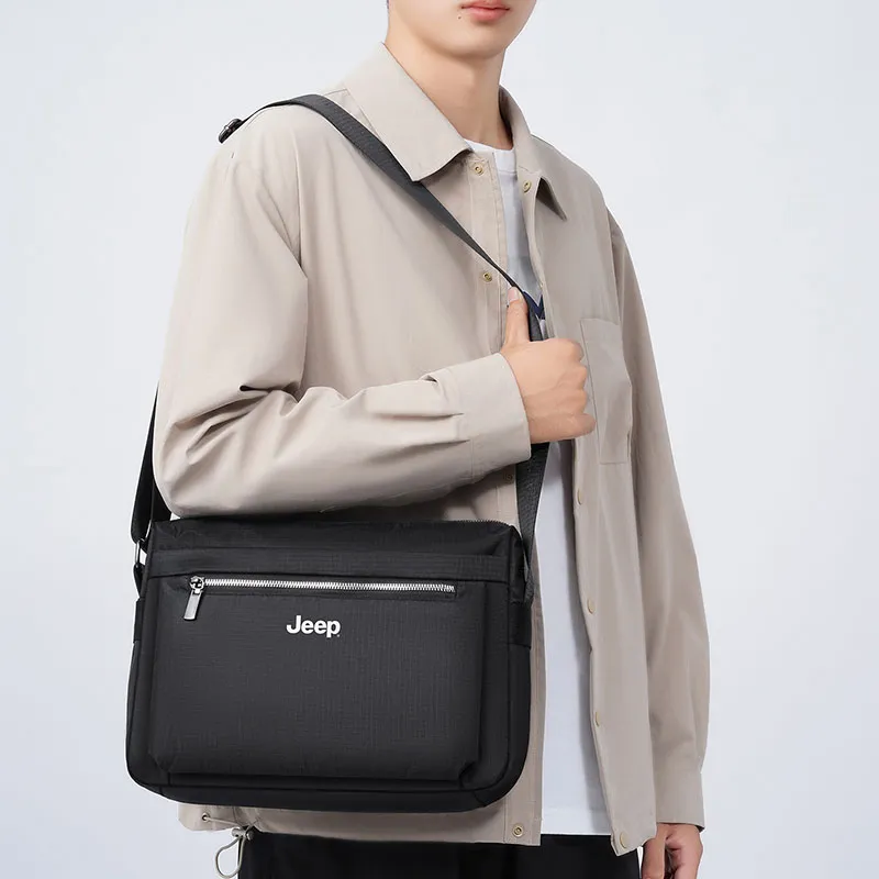 Jeep Oxford Crossbody Bag, Shoulder Bag Men's Black-3