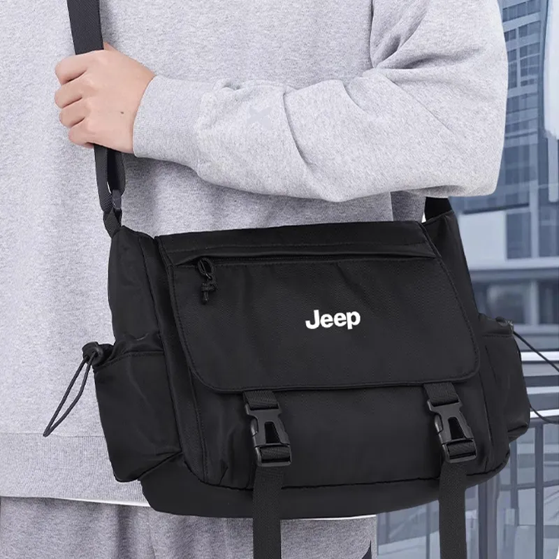 Jeep Fabric Crossbody Bag Regular Unisex Black-3