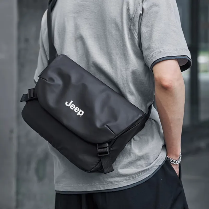Jeep Oxford Crossbody Bag, Shoulder Bag Men's Black-3