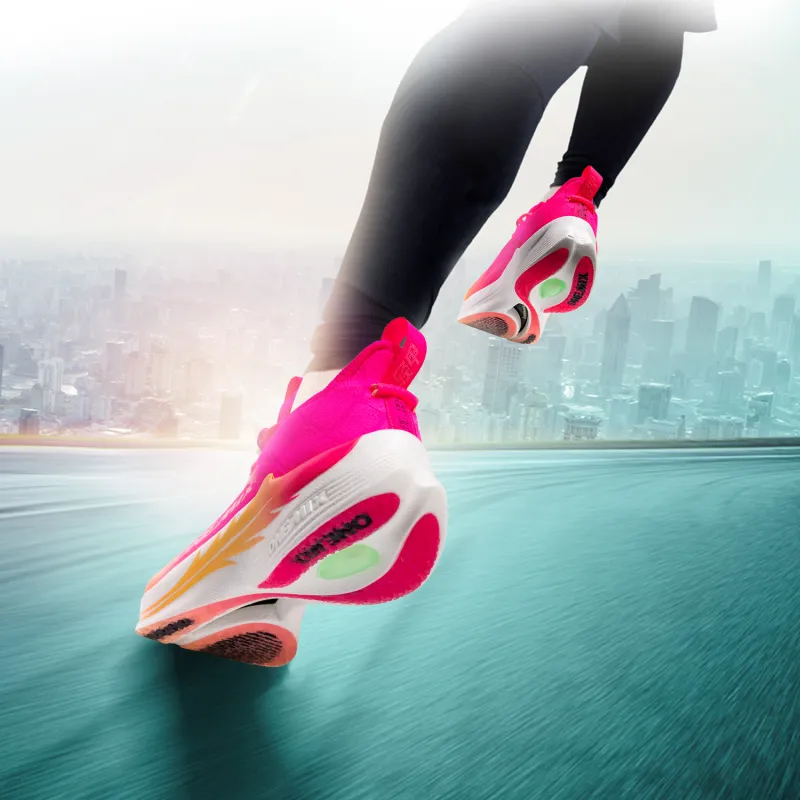 ONEMIX Light Nails Running Shoes Unisex Peach Pink Orange-5