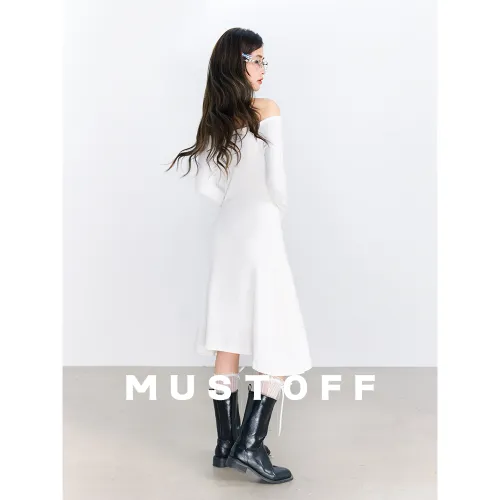 MUSTOFF Long Sleeved Dress Women's Ecru