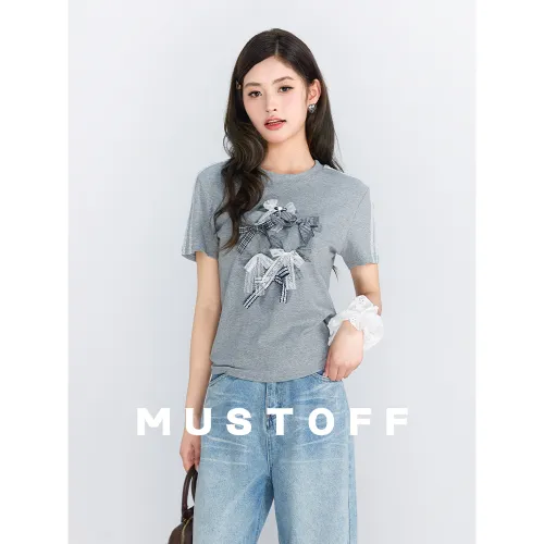 MUSTOFF T Shirts Women's Gray