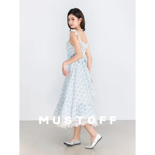MUSTOFF Slip Dress Women's Blue