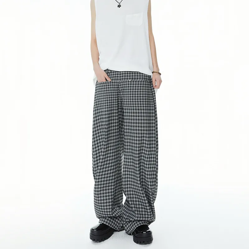 CASAMIA Casual Pants Unisex American Plaid-5