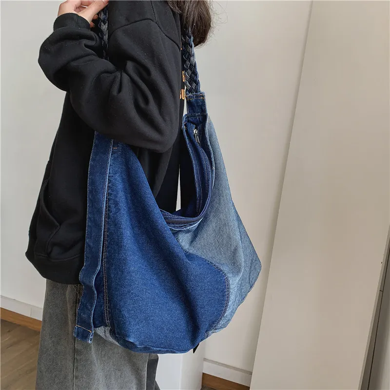 O'ROTA Denim Shoulder Bag Unisex Blue-1