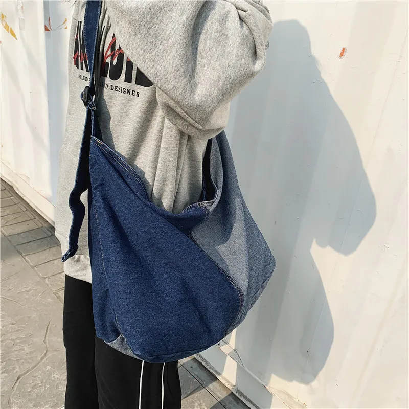 O'ROTA Denim Shoulder Bag Unisex Blue-2