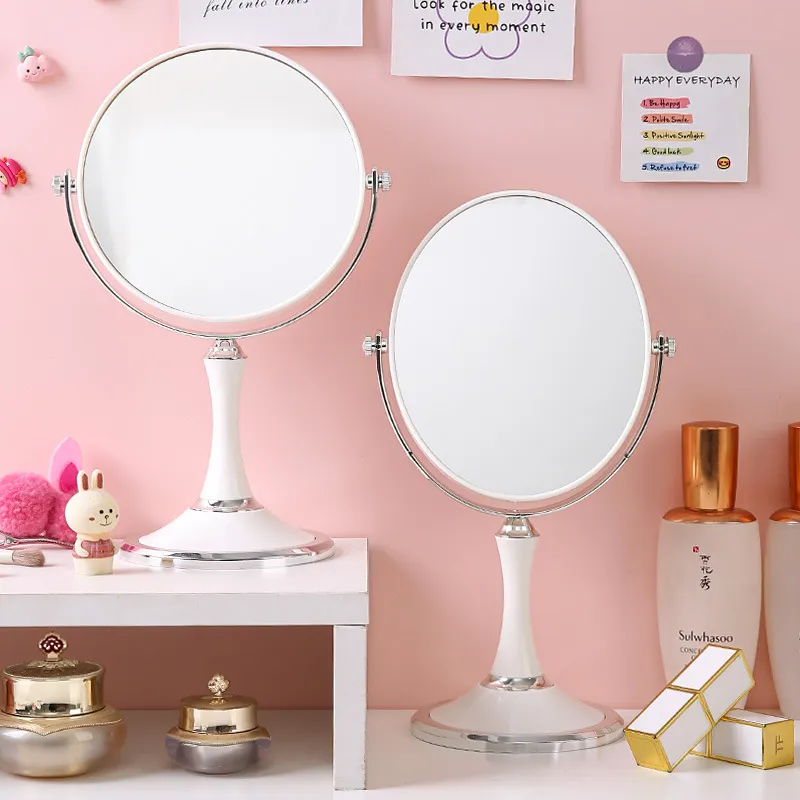 Gentle Welcome Cream Style, Scalable Rotating Cute Good Looking Double Sided Make Up Mirrors-3