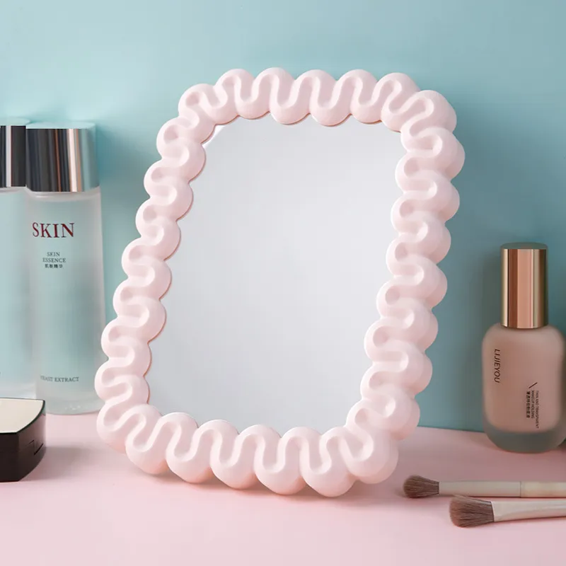 Gentle Welcome Plastic Cream Style Portable Foldable Single Side Make Up Mirrors-3