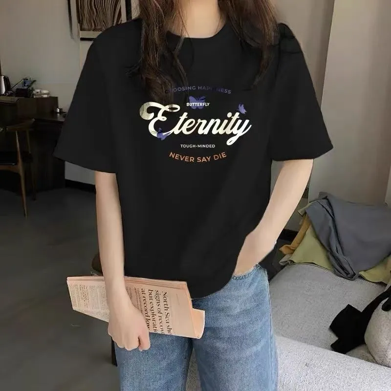 Cotton Gene Drop Shoulder Sleeve T Shirt Women's-2