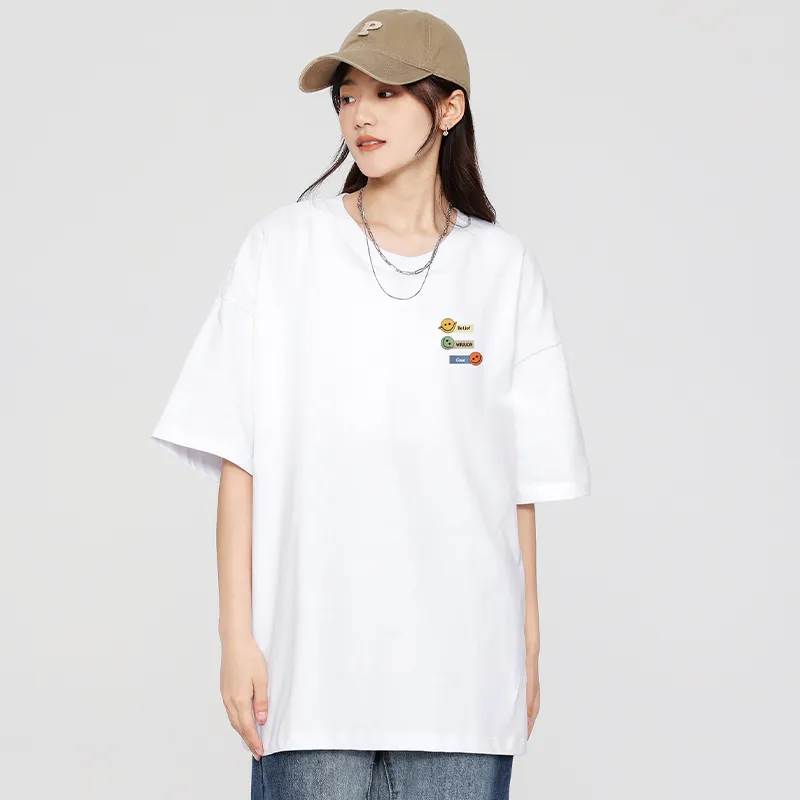 Cotton Gene Drop Shoulder Sleeve T Shirt Women's-1