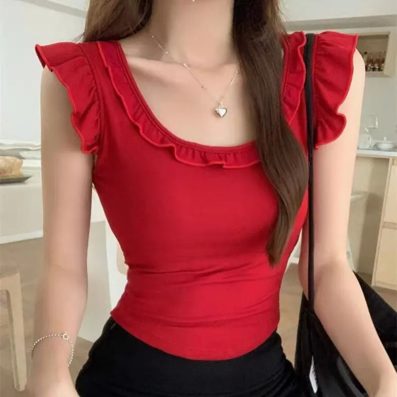 Cotton Gene Flutter Sleeve T Shirt Women's-2