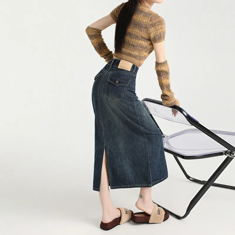 The New Age Family Denim Long Skirt Women's Blue-5