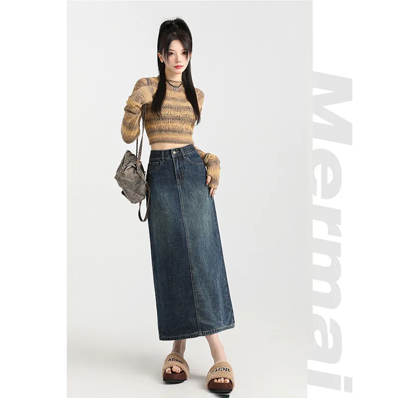 The New Age Family Denim Long Skirt Women's Blue-3