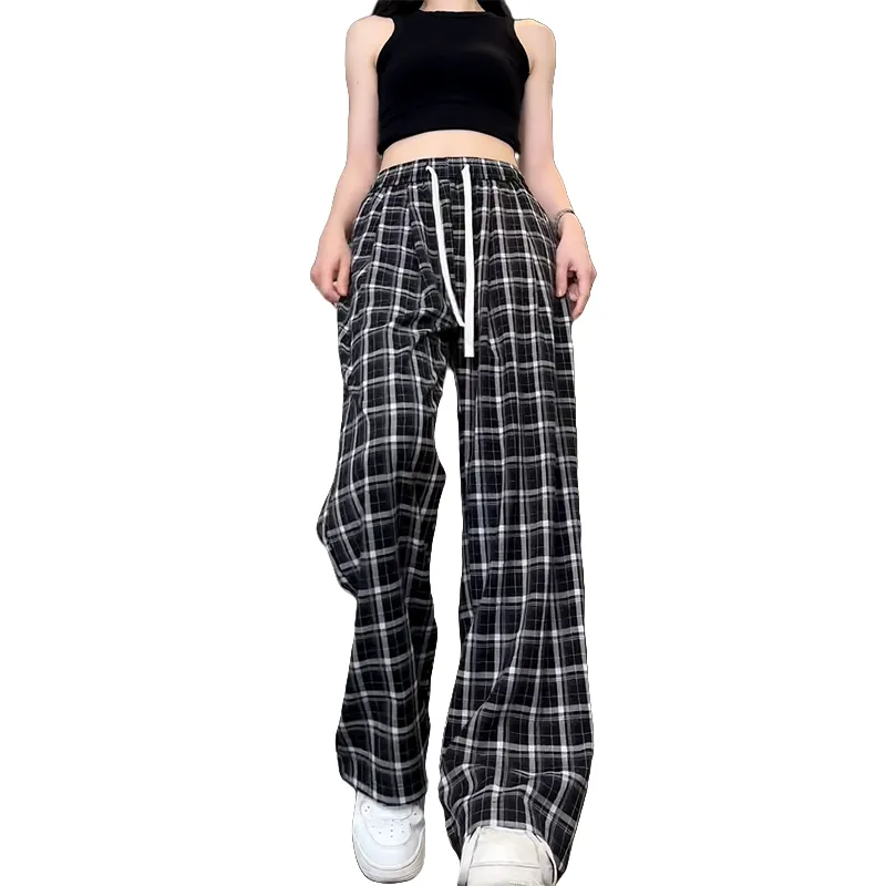 The New Age Family Casual Pants Women's Black Plaid-2