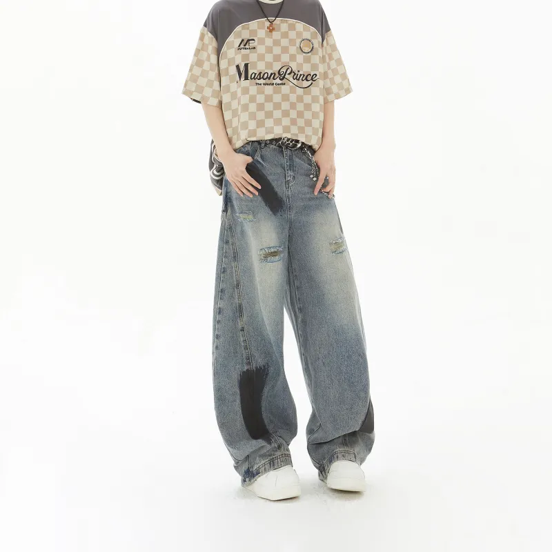 HOZZS Jeans Unisex Color Blocking-5